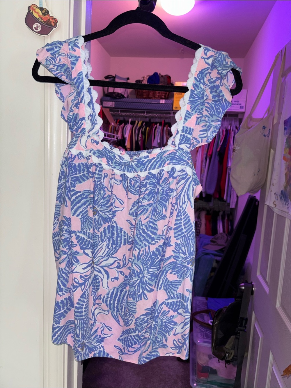 Girls Pink & Blue Floral One-Piece Swimsuit